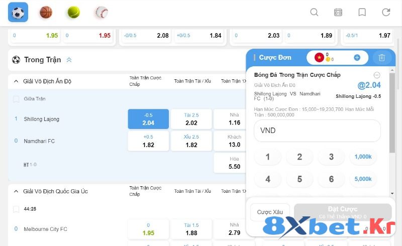 Đặt cược thể thao 8Xbet