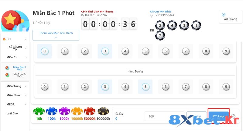 Đặt cược xổ số trên 8Xbet