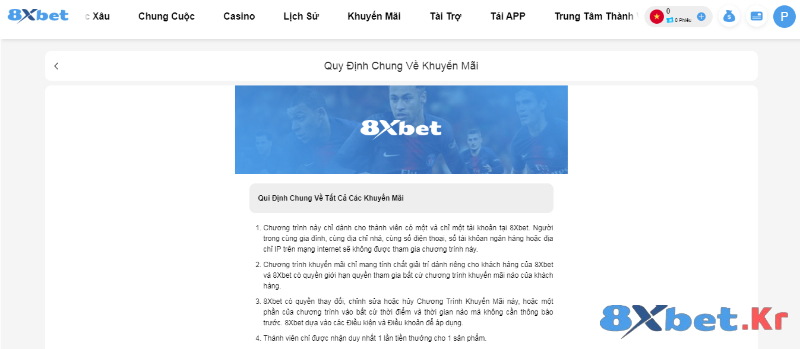 Điều kiện và điều khoản khuyến mãi thể thao 8Xbet